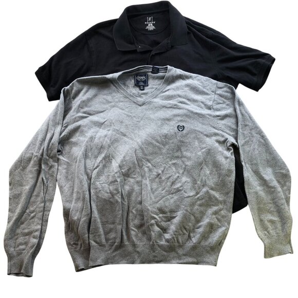 George Chaps Mens Tops Size XL Lot Of Two Polo & Sweater Classic Neutral Casual - Picture 1 of 16